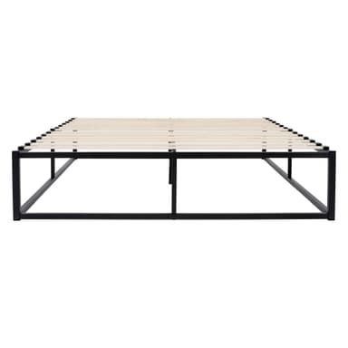 ML Design metallbädd 160x200cm på stålram med slattram, svart, sängram gjord av