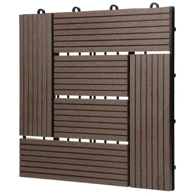 ECD Germany WPC terrassplattor 30x30cm 33er besparingssats för 3m² mörkbrun