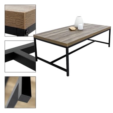 ECD Germany soffbord 116x60x40 cm - kvadrat - av trä MDF / metallram -