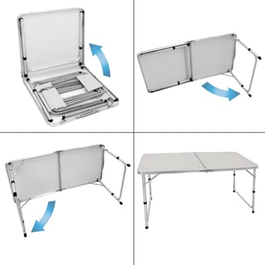 ECD Germany campingbord fällbart bord med handtag 120x60x55 / 63/70 cm vit