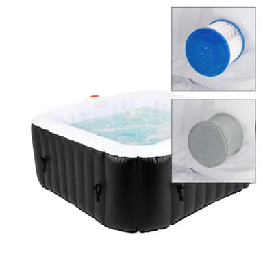 ECD Germany Uppblåsbar bubbelpool utomhus för 4 personer, 100 massagestrålar,