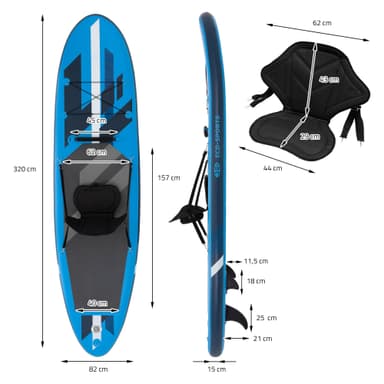 Surfingbräda Stand Up Paddle SUP styrelse paddel ombord uppblåsbar kajak säte