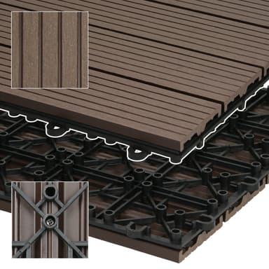 ECD Germany WPC terrassplattor 60x30cm 17-delars set för 3m ² mörkbrunt i trä
