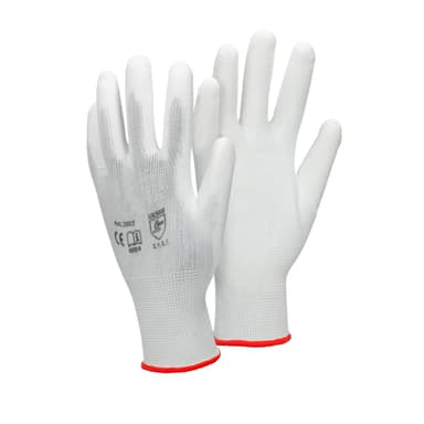 ECD Germany 4 par arbetshandskar med PU-beläggning - storlek 7-S - vit -