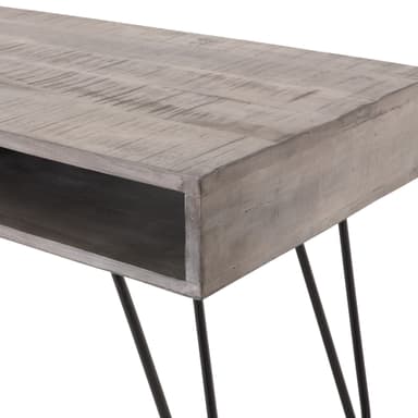 WOMO-DESIGN Modernt soffbord 100cm grått massivt trä mangoträ med 2 lådor och