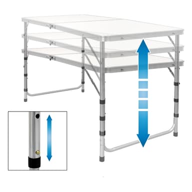 Camping Fällbord trädgård bord med 4 pallar aluminium 120 cm vit / kräm