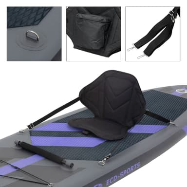 ECD Germany Uppblåsbara Stand Up Paddle Board med kajakstol 305x78x15 cm | Svart