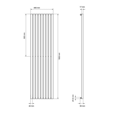 480x1800 mm STELLA designradiatorer panelradiatorer Element Element KROM