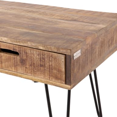 WOMO-DESIGN Modernt soffbord 100cm naturligt massivt trä mangoträ med 2 lådor