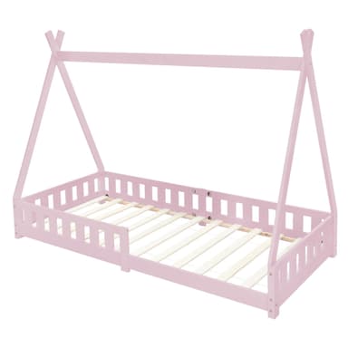Barnsäng Tipi Pink Fall-Out Protection Trä säng hus säng Pine 200x90cm