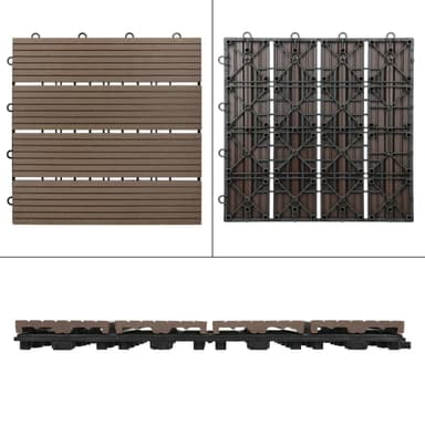 ECD Germany WPC terrassplattor 30x30 cm 11er besparingssats för 1m² mörkbrun i