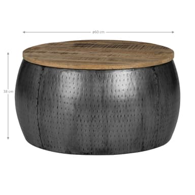 WOMO-DESIGN Handgjorda soffbord Foshan rund Ø 60x38cm, natur / silver, mango trä