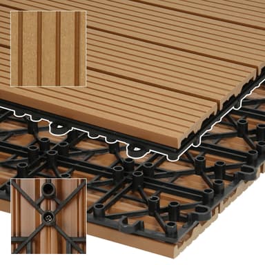 ECD Germany WPC terrassplattor 30x30 cm 33-delars set för 3m² teak i trä look