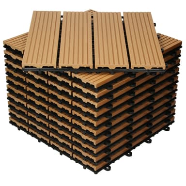 ECD Germany WPC terrassplattor 30x30 cm 44er ekonomisats för 4m² teak i trä leta