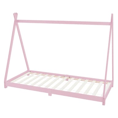 ML Design cot tipi 90 x 200cm med slatt ram, rosa indisk säng gjord av massivt
