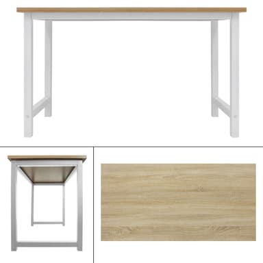 ML-Design skrivbord datorbord 120x60x74,5 cm trä ek och vitt med robust