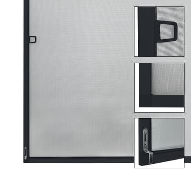 Myggnät antracit 100x120cm fönster insektsnät aluminiumram