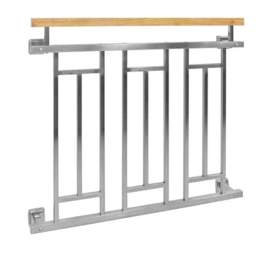 Fransk balkongräcket bar räcke rostfritt stål 100x90 cm trä finish galler