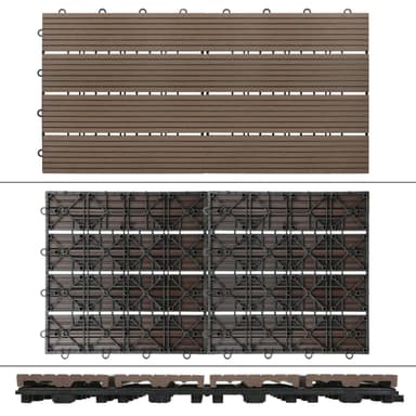 ECD Germany WPC terrassplattor 60x30cm 17-delars set för 3m ² mörkbrunt i trä