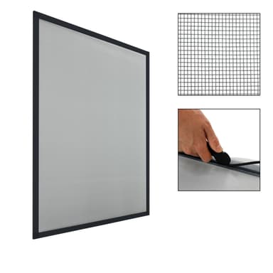 Myggnät antracit 100x120cm fönster insektsnät aluminiumram