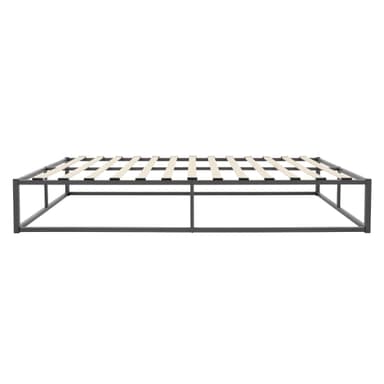 ML Design metallbädd 160x200cm på stålram med slattram, svart, sängram gjord av
