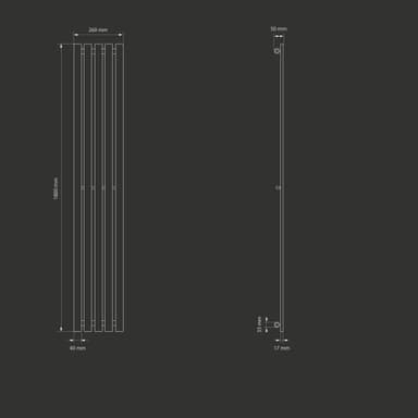 Design Panelradiator Stella 260 x 1800 mm antracit