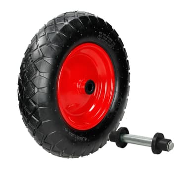ECD Germany Schubkarrenrad luftbereift med axeln - 4,80 / 4,00-8 - Ø 390 mm -