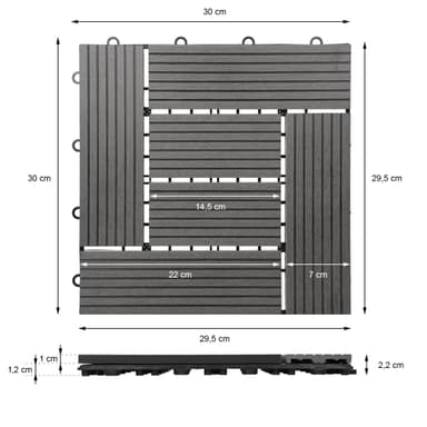 ECD Germany WPC terrassplattor 30x30cm 55er besparingsuppsättning för 5m²