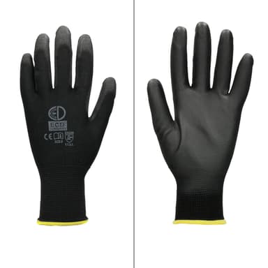 ECD 36 Germany par PU-arbete handskar, storlek 8-M, Svart, mekaniker handskar