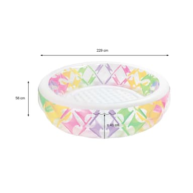 INTEX Uppblåsbar Pool Färgrik, Ø 229 x 56 cm rund, för barn, gjorda av PVC,