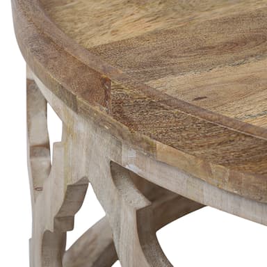 WOMO-DESIGN Orientaliskt soffbord Madrid Ø75x35 cm runt, natur / vit, massiv