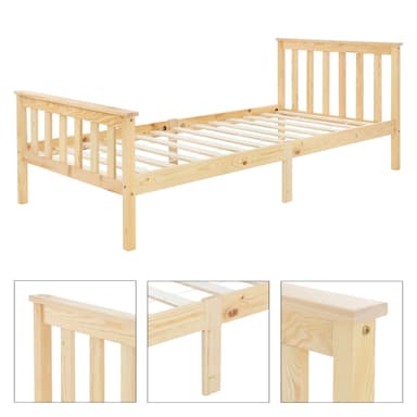 Sängbord med lamellstomme 90x200 cm naturtäckt furu ML-Design