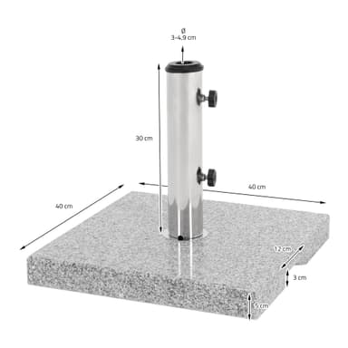 Parasolstativ 40x5x40 cm Grå granit Bärbar upp till 20 kg ML-Design