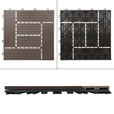 ECD Germany WPC terrassplattor 30x30cm 33er besparingssats för 3m² mörkbrun