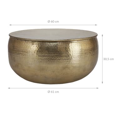 WOMO-DESIGN soffbord vardagsrumsbord soffbord aluminium Ø 60x30,5 cm guld