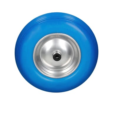 Skottkärrahjul massivt gummi PU blå 4,80 / 4,00-8 390 mm