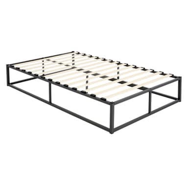 ML Design Metalbädd 120x200cm på stålram med slattram, svart, sängram av metall,