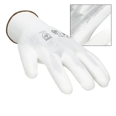 ECD Germany 4 par arbetshandskar med PU-beläggning - storlek 9-L - vit -