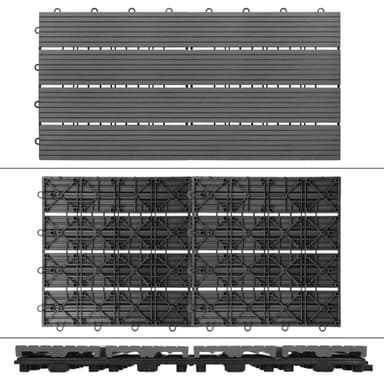 ECD Germany WPC terrassplattor 60x30 cm 6-delars set för 1m² antracit i trä leta