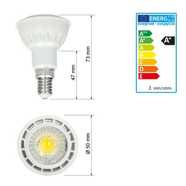 ECD Germany 3W LED COB E14 SPOT LAMPA LAMP SPOTLIGHT kallt vitt