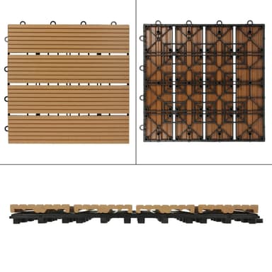 ECD Germany WPC terrassplattor 30x30 cm 33-delars set för 3m² teak i trä look