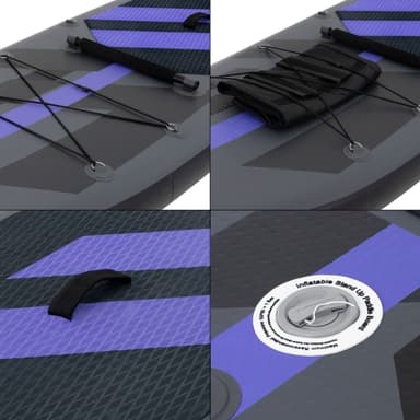 ECD Germany Uppblåsbara Stand Up Paddle Board med kajakstol 305x78x15 cm | Svart