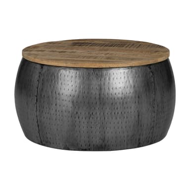 WOMO-DESIGN Handgjorda soffbord Foshan rund Ø 60x38cm, natur / silver, mango trä