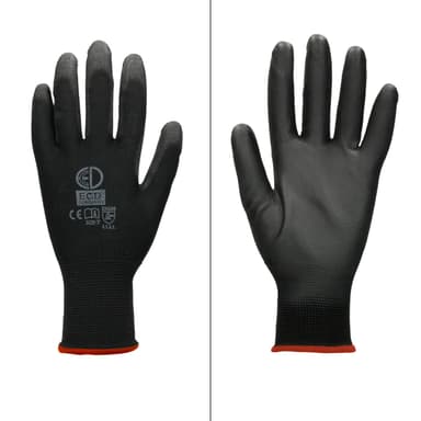 ECD 120 Germany par PU-arbete handskar, storlek 7-S, Svart, mekaniker handskar
