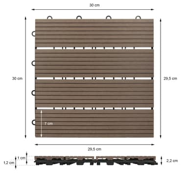 ECD Germany WPC terrassplattor 30x30 cm 55er besparingssats för 5m² mörkbrun i