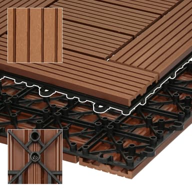 ECD Germany WPC terrassplattor 30x30 cm 22-delars besparingssats för 2m²