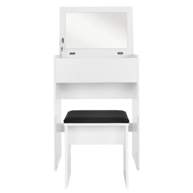 Klädbord med spegel inkl. pall 60x40x122 cm Vit MDF ML-Design