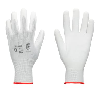 ECD Germany 24 par arbetshandskar med PU-beläggning - storlek 7-S - vit -