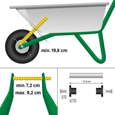 ECD Germany Schubkarrenrad luftbereift med axeln - 4,80 / 4,00-8 - Ø 390 mm -