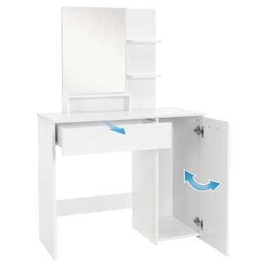 Klädbord med spegel 90x38x138 cm Vit MDF ML-Design
